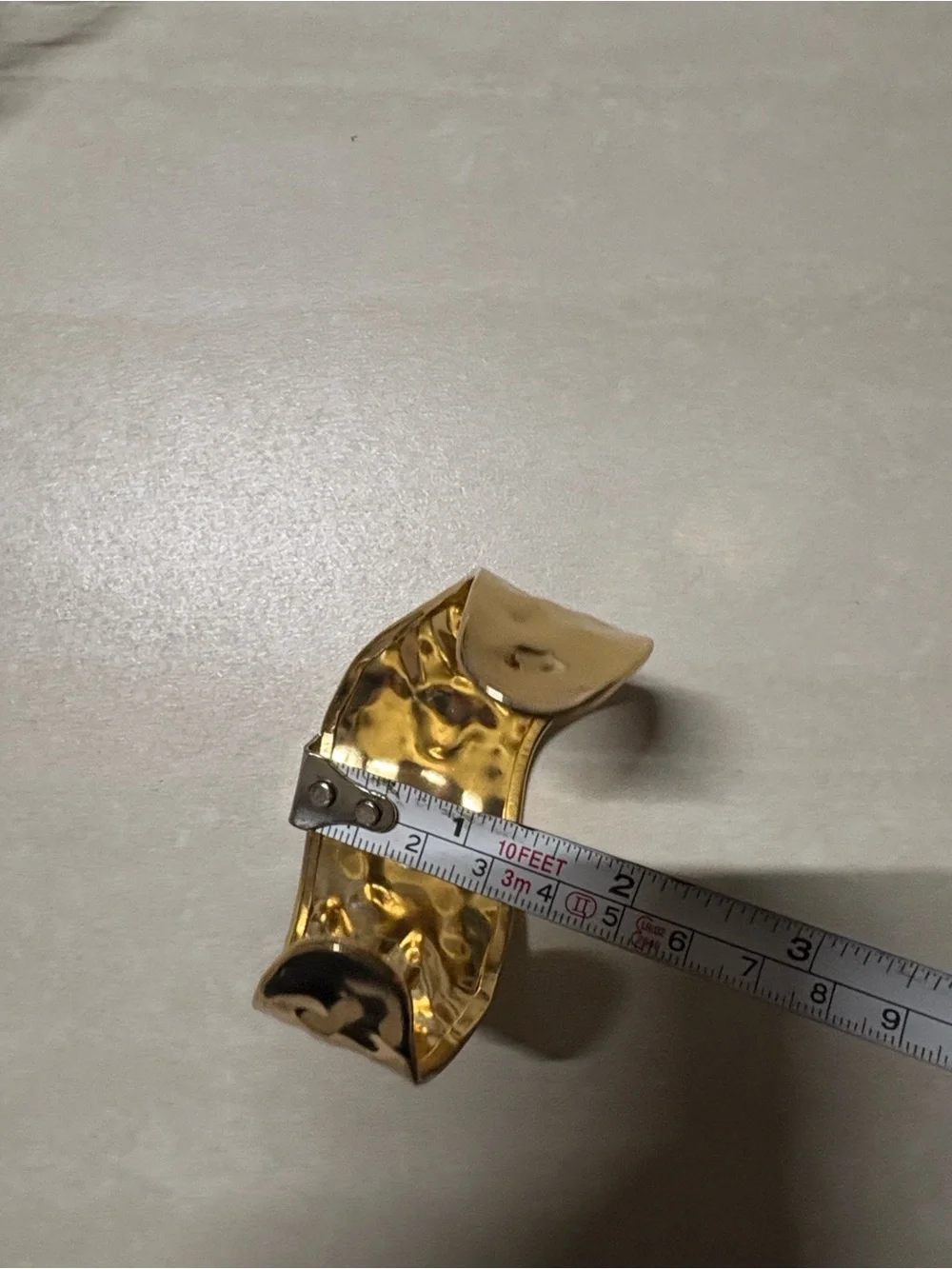 Hammered Gold Wide Cuff Bracelet — Polished Statement Bangle